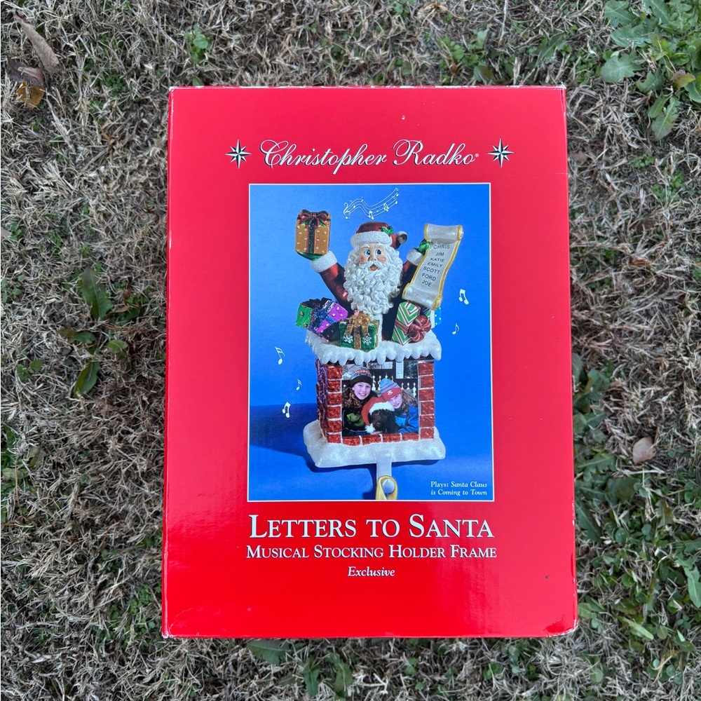 Christopher Radko Santa Musical Stocking Holder in Red and White - Picture 4 of 7
